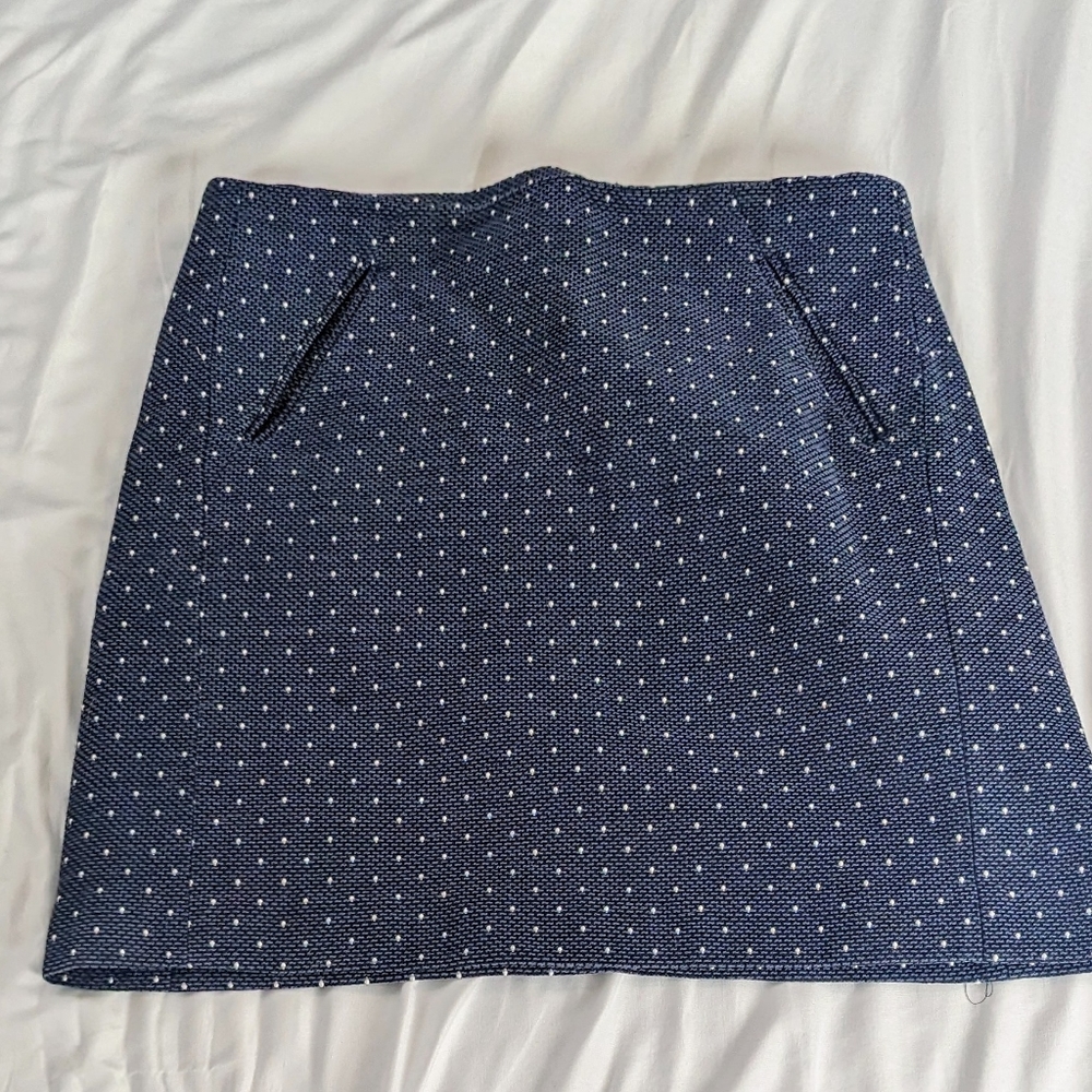 LOFT navy white polka dot skirt size 8